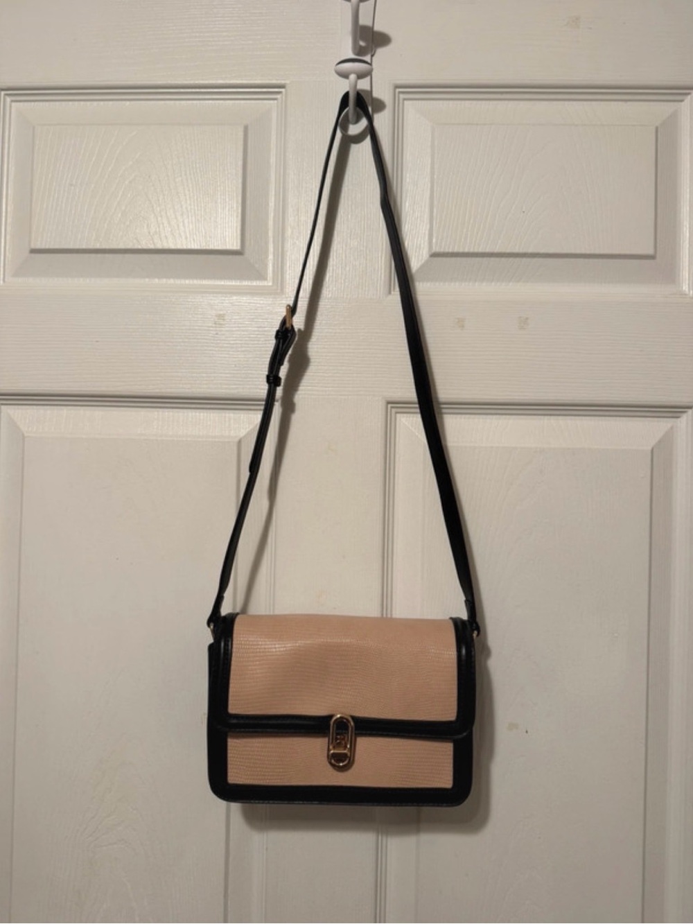 Two-Tone Blush and Black Crossbody Satchel